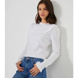 French Connection White Ruffle Sweater